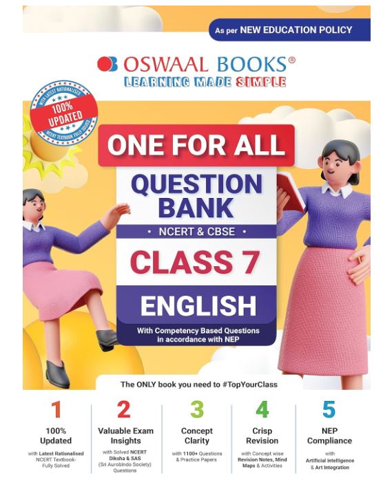 Oswaal One For All Question Bank NCERT & CBSE, Class-7 English (For 2023-24 Exam)